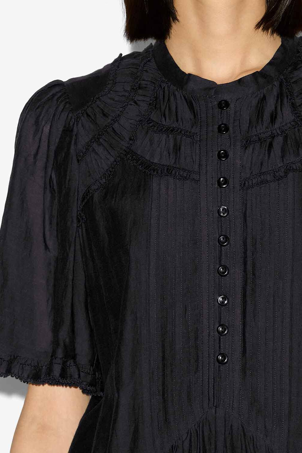 Robe courte celyana en coton froncé - Noir - Woman - 3