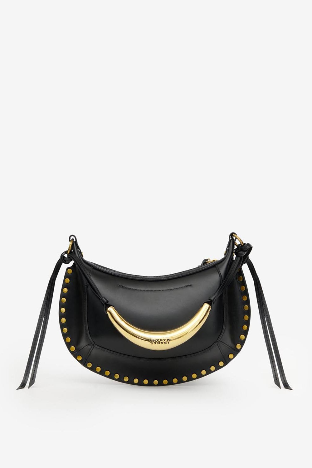 Oskan moon shoulder bag in leather - Black and gold - Woman - 3
