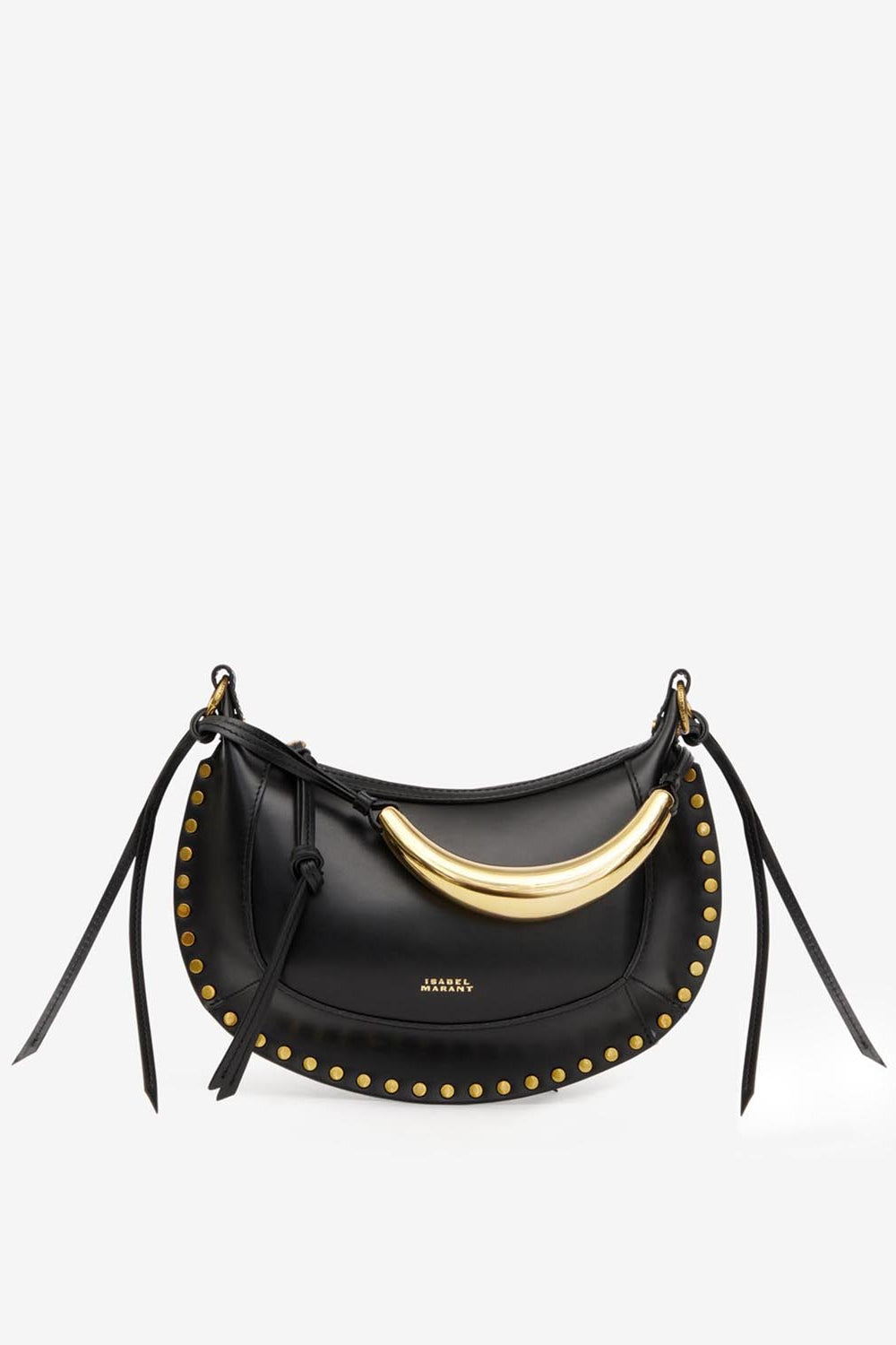 Oskan moon shoulder bag in leather - Black and gold - Woman - 1