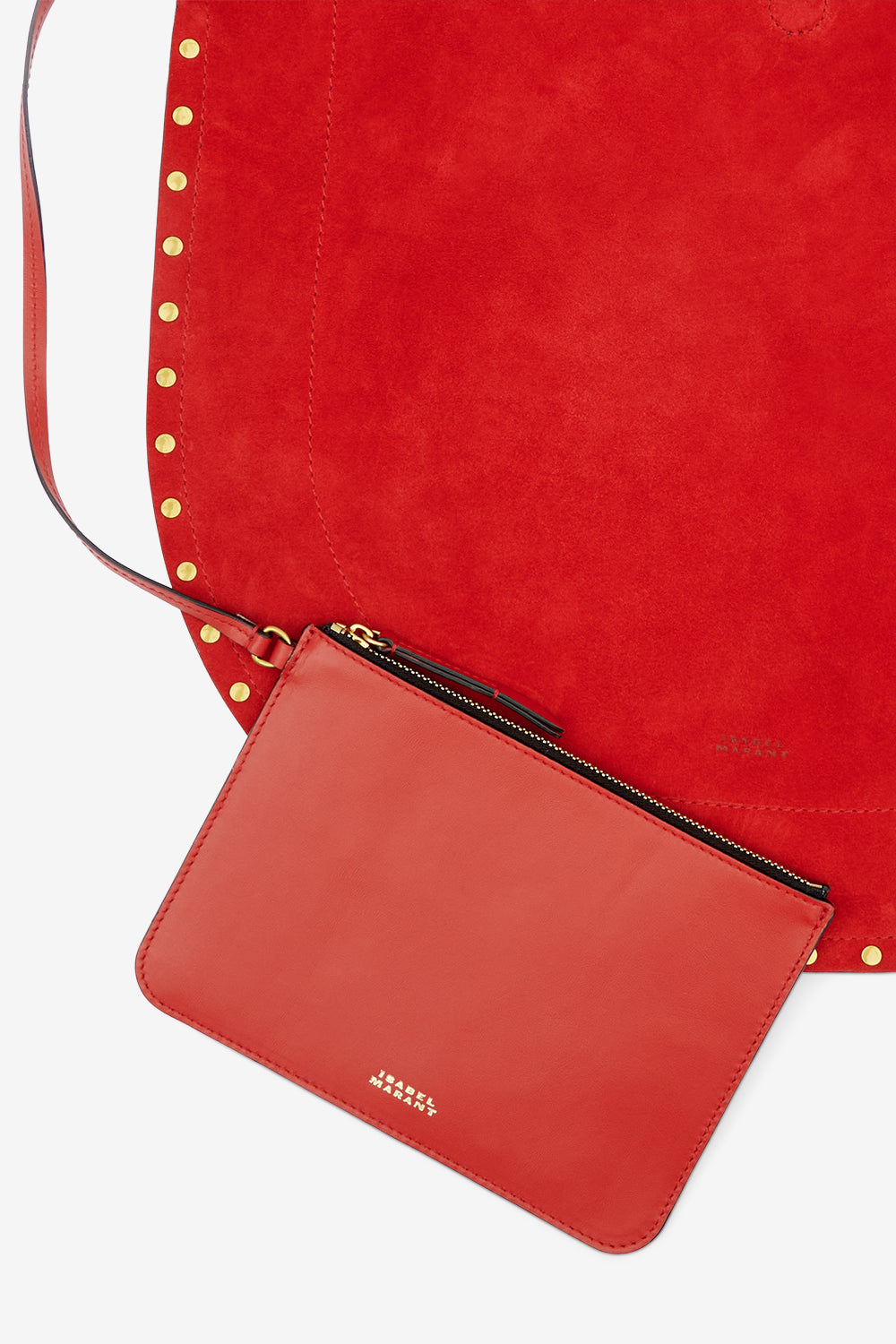 Oskan hobo soft suede calfskin leather bag - Scarlet red - Woman - 4