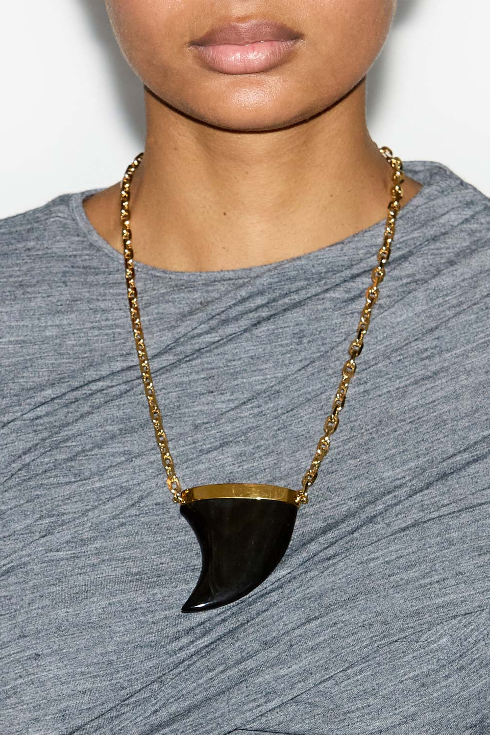 Ellen horn pendant necklace - Black - Woman - 2