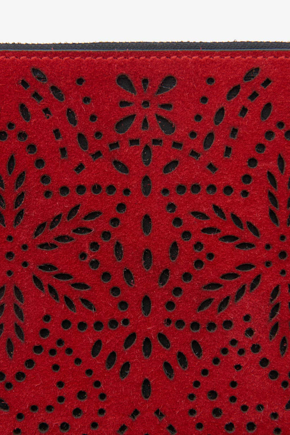 Flat pouch aus leder mit fransen - Rot - Woman - 3