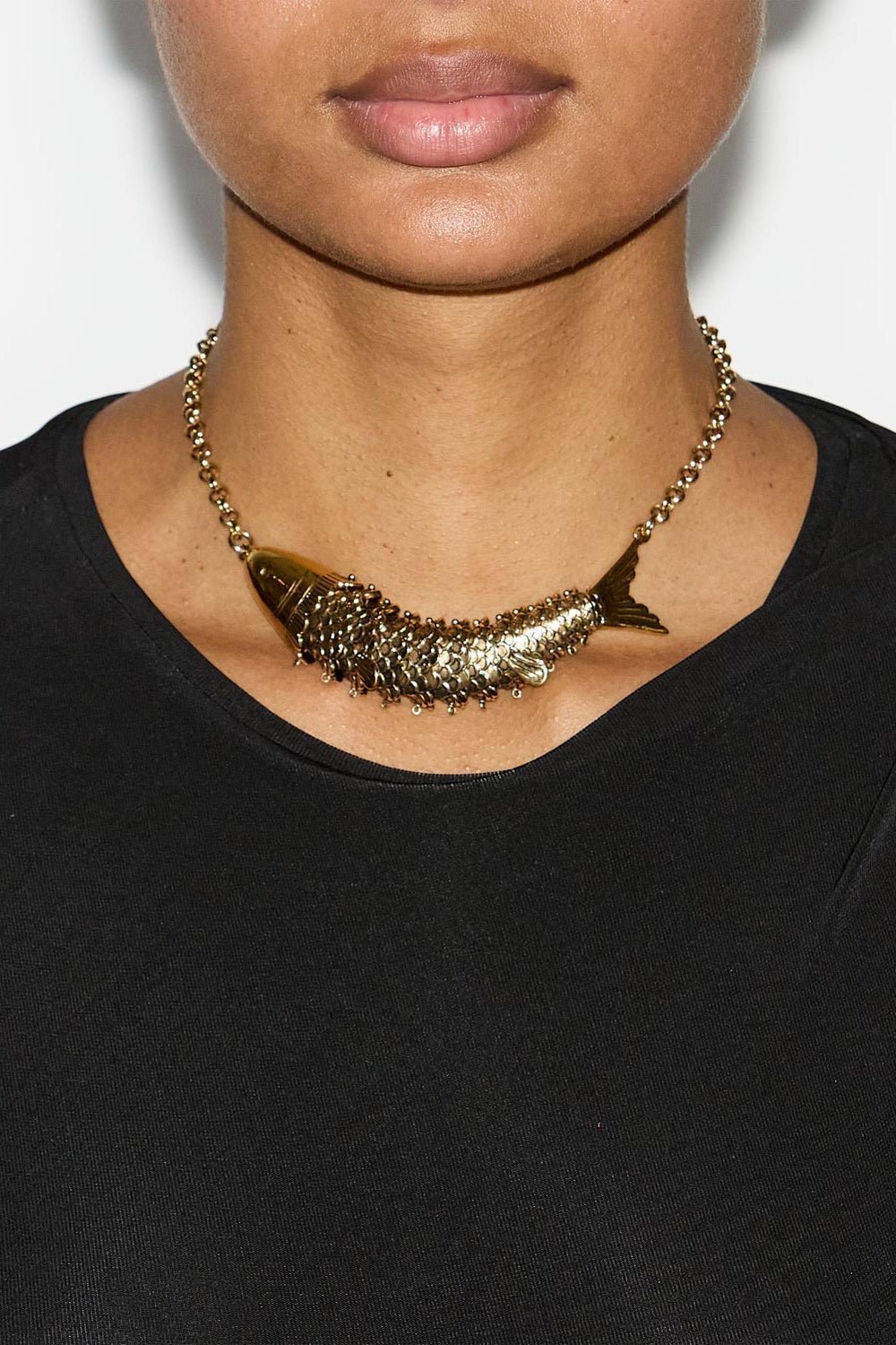 River fish-shaped choker necklace - Gold - Woman - 2