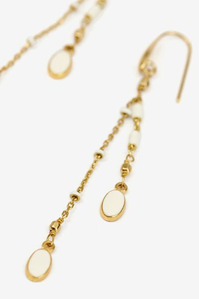 Gold-finish brass pendant earrings - Ecru - Woman - 6