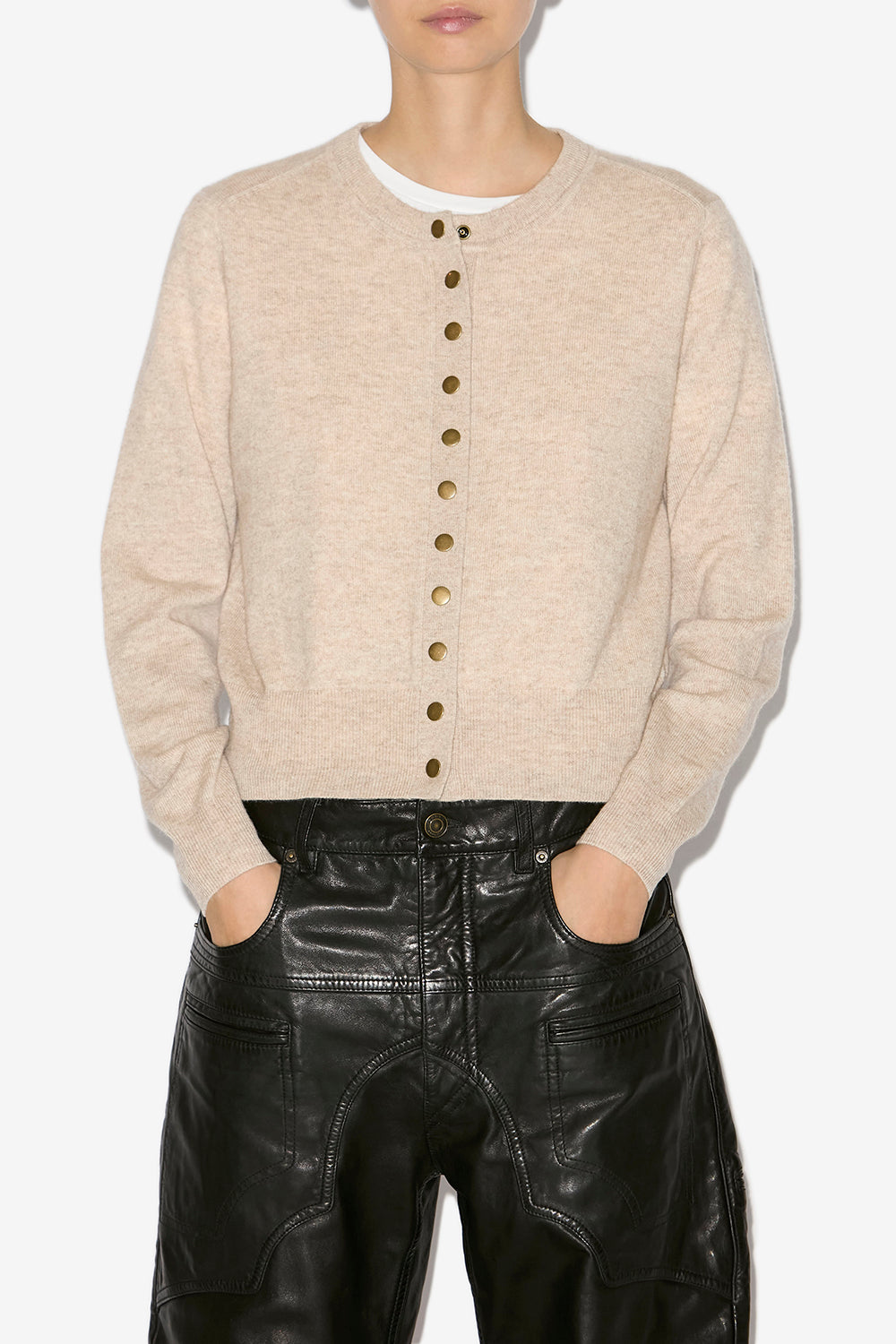 Cardigan idesia en laine mérinos et cachemire - Beige clair - Woman - 4