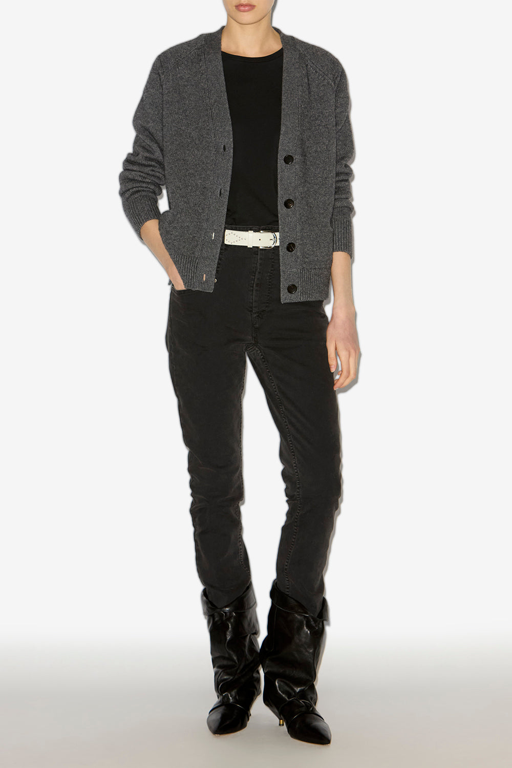 Cardigan brat en laine et cachemire - Anthracite - Woman - 2