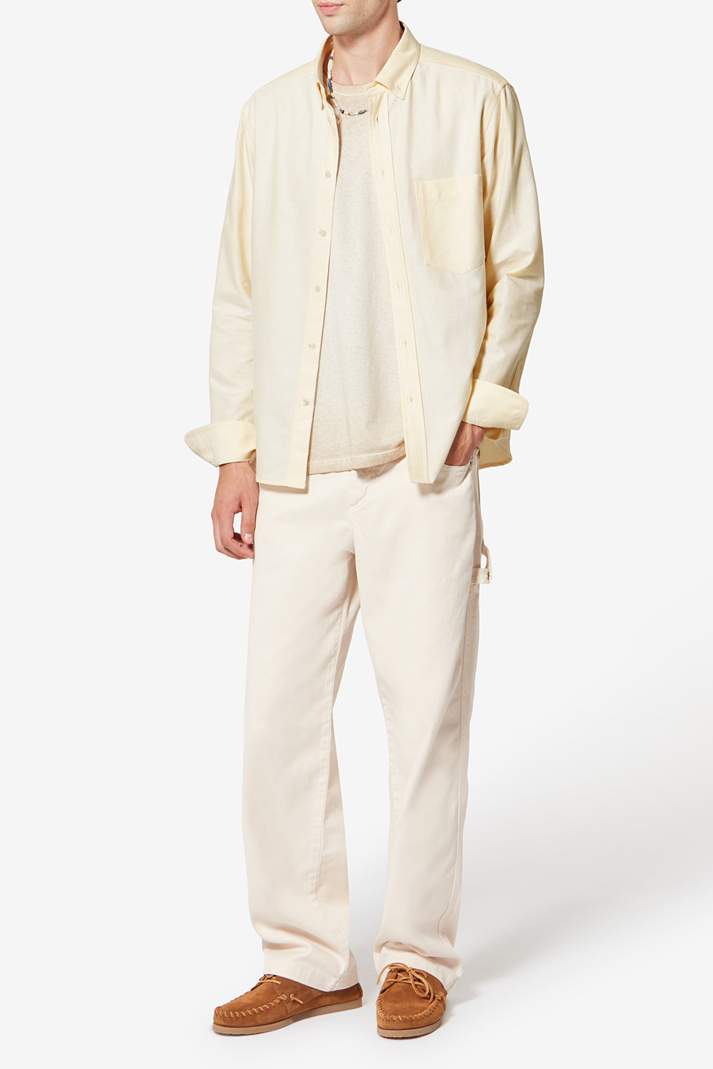 Chemise oxford en coton jasolo - Jaune clair - Man - 2