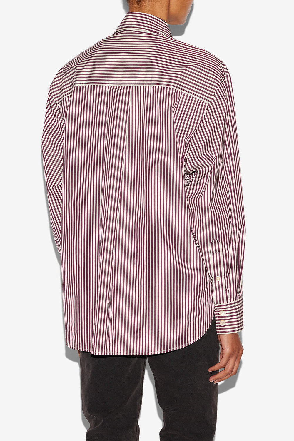 Chemise fabriza en popeline rayée - Écru-bordeaux - Woman - 5