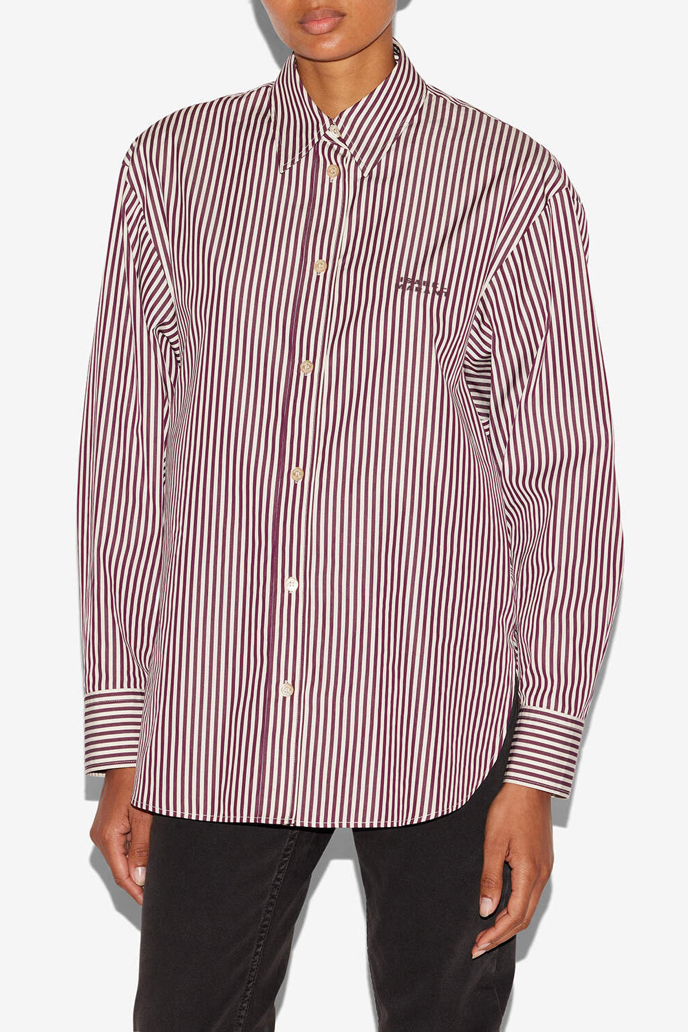 Chemise fabriza en popeline rayée - Écru-bordeaux - Woman - 4