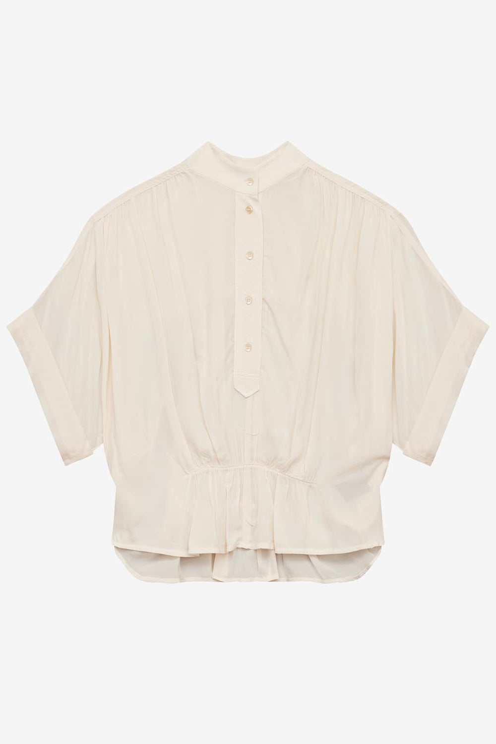 Haut froncé azalea à col officier - Beige - Woman - 1