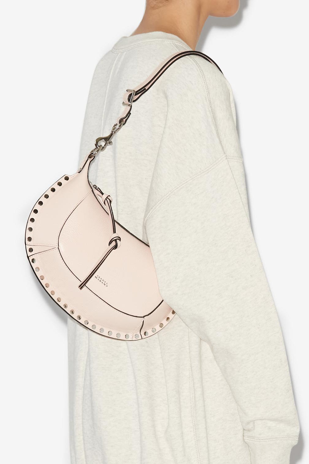 Oskan moon leather shoulder bag - Soft pink - Woman - 2