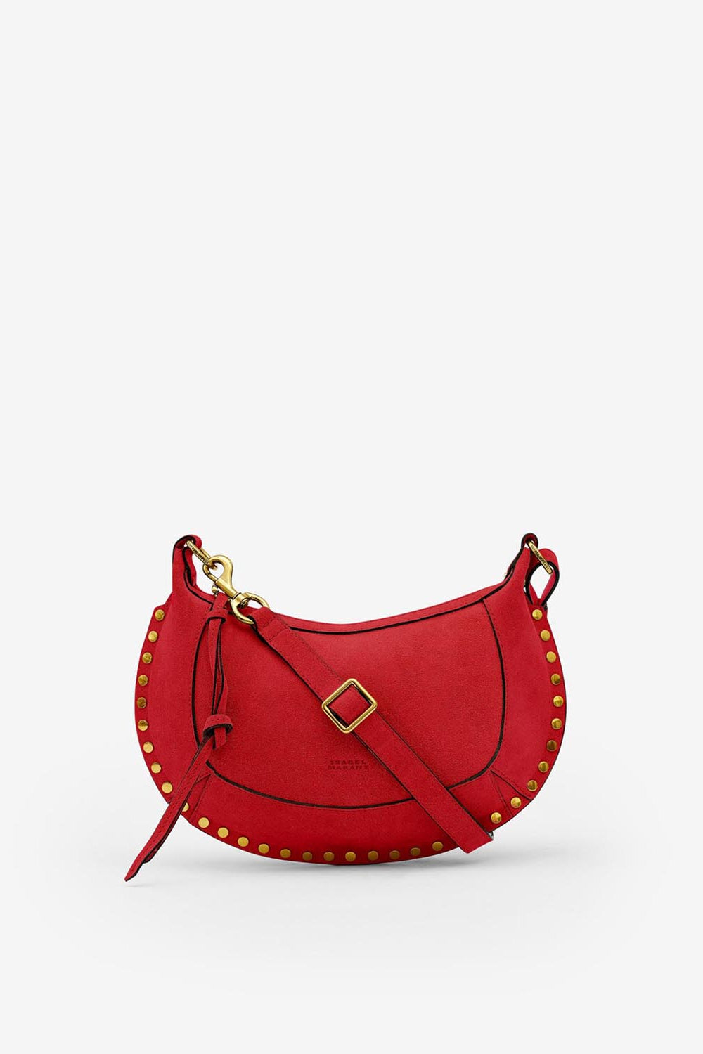 Oskan moon shoulder bag in suede leather - Red - Woman - 1