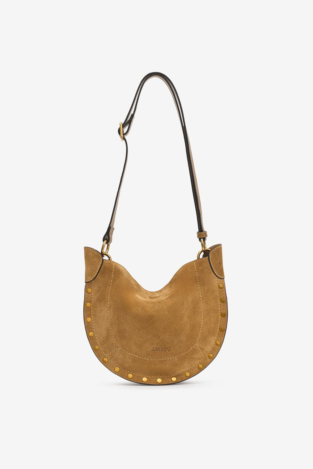 Mini moon soft shoulder bag in soft velour leather - Camel - Woman - 5