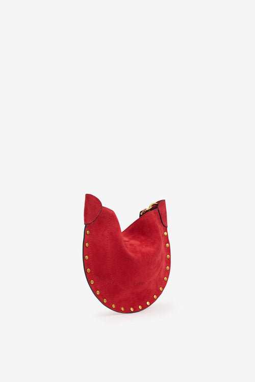Mini moon soft shoulder bag in soft velour leather - 빨간색 - Woman