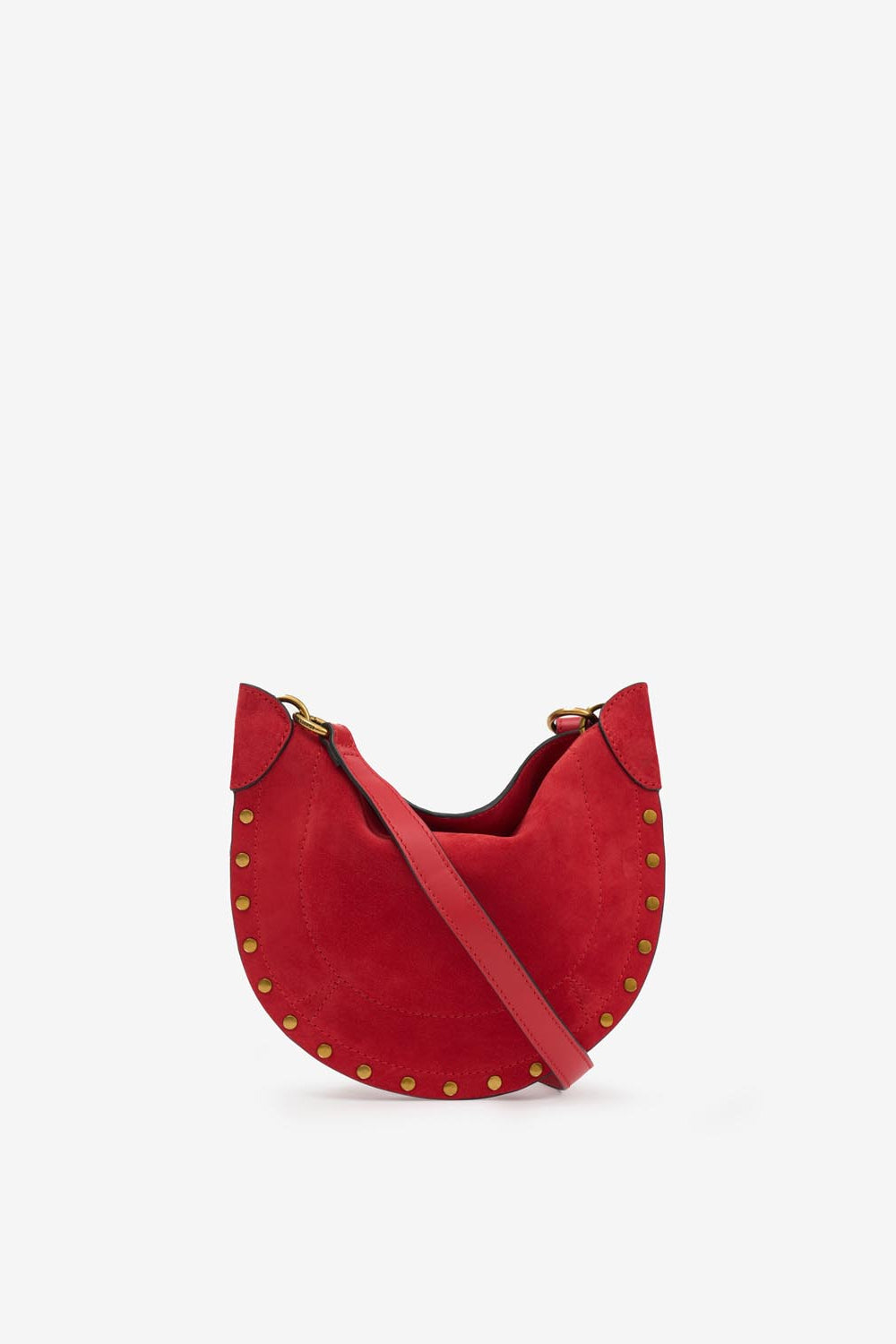 Mini moon soft shoulder bag in soft velour leather - Red - Woman - 2
