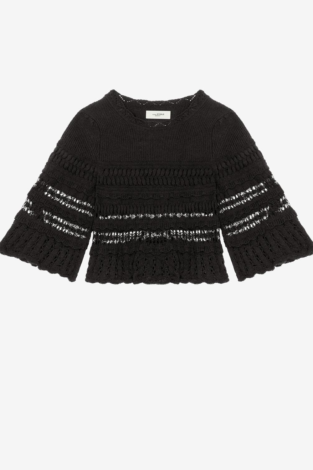Frizy crochet knit cropped top - Black - Woman - 1