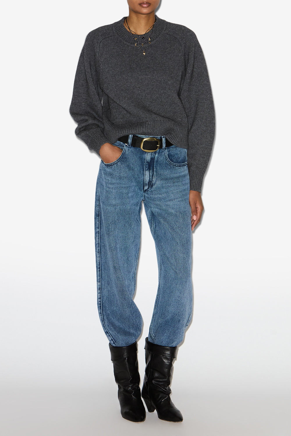 Pull leandra en laine mérinos et cachemire - Anthracite - Woman - 2