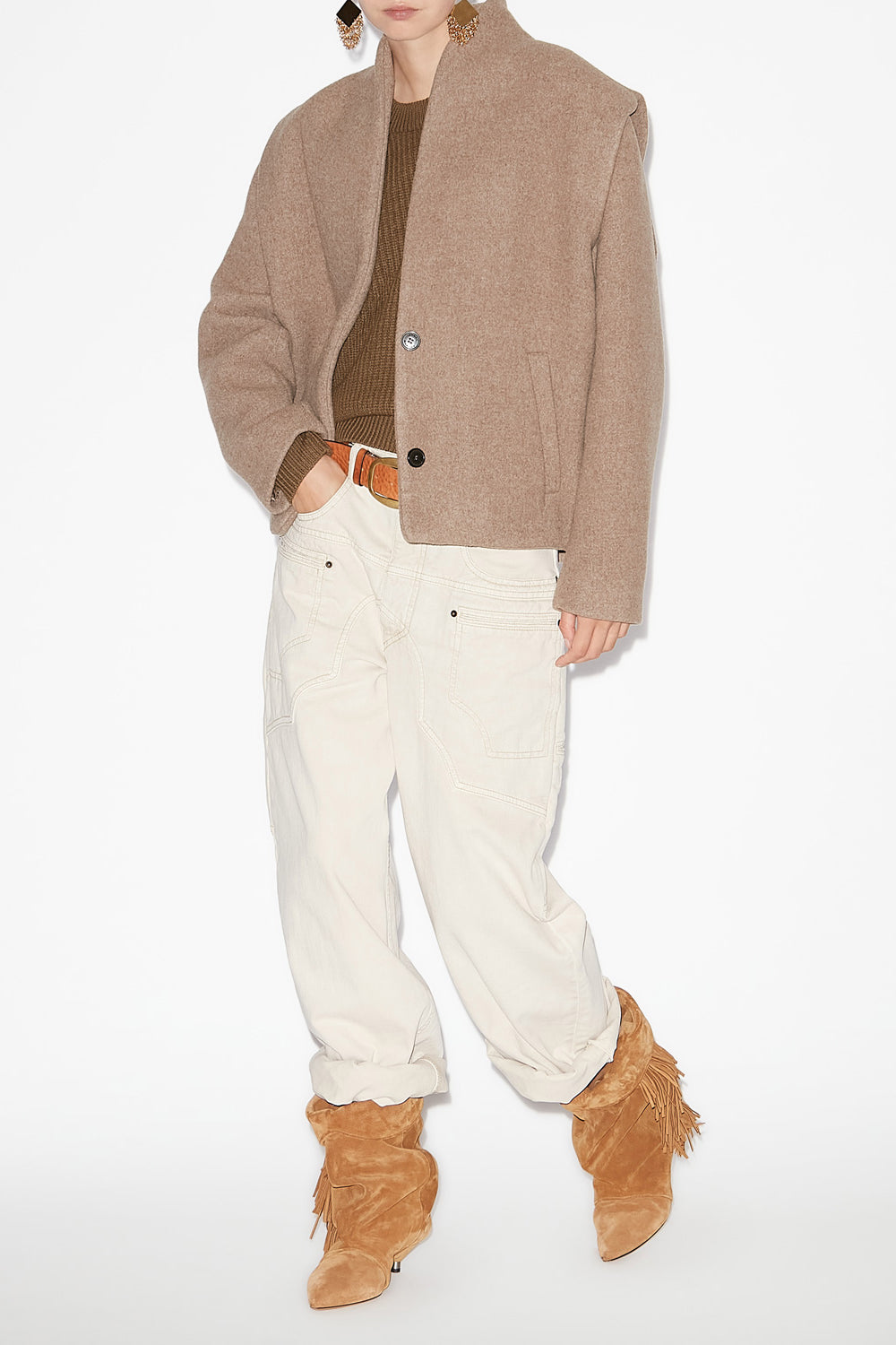 Giacca da tailleur drogo in misto lana - Taupe - Woman - 2