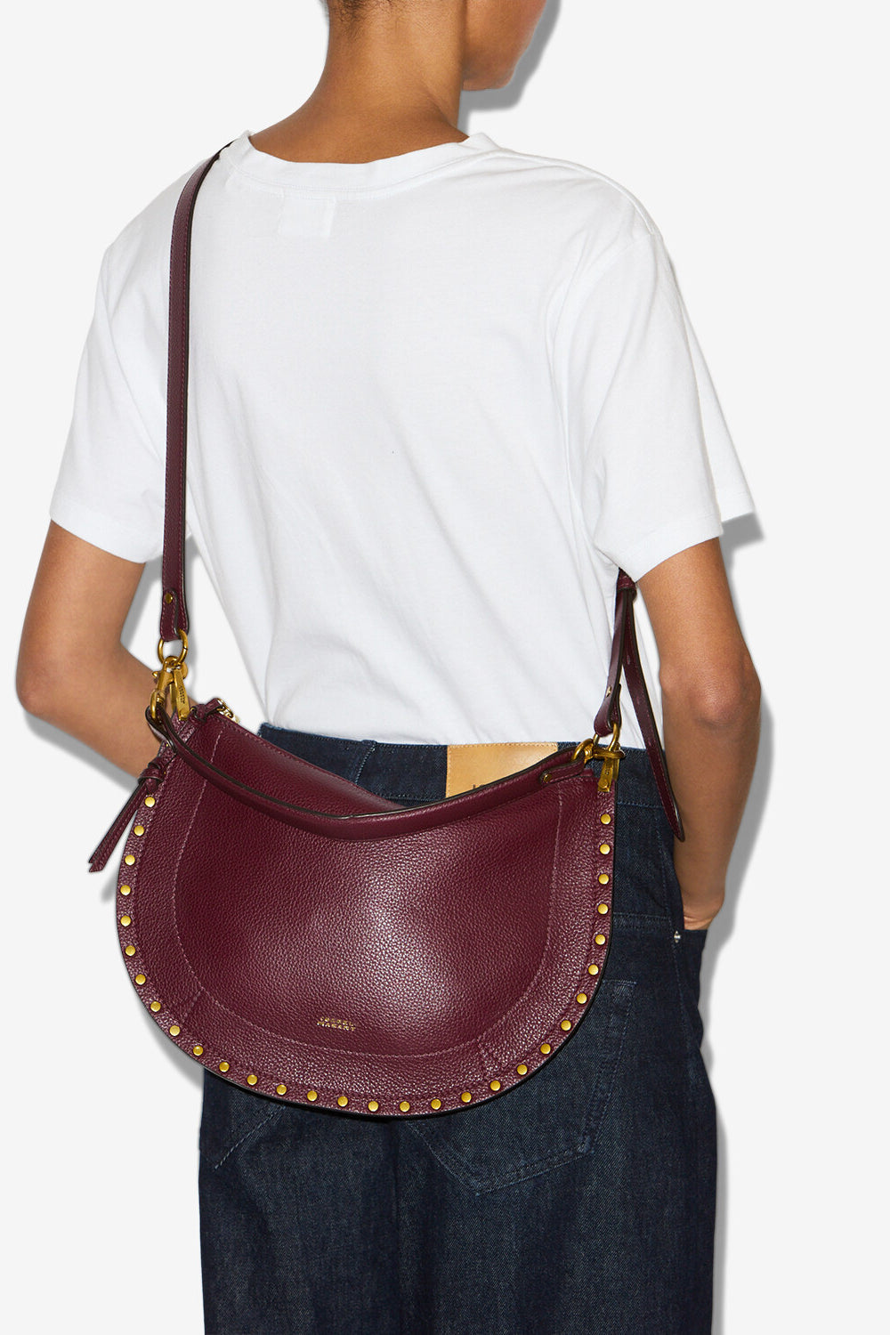 Sac bandoulière oskan soft zip en cuir - Bordeaux - Woman - 5