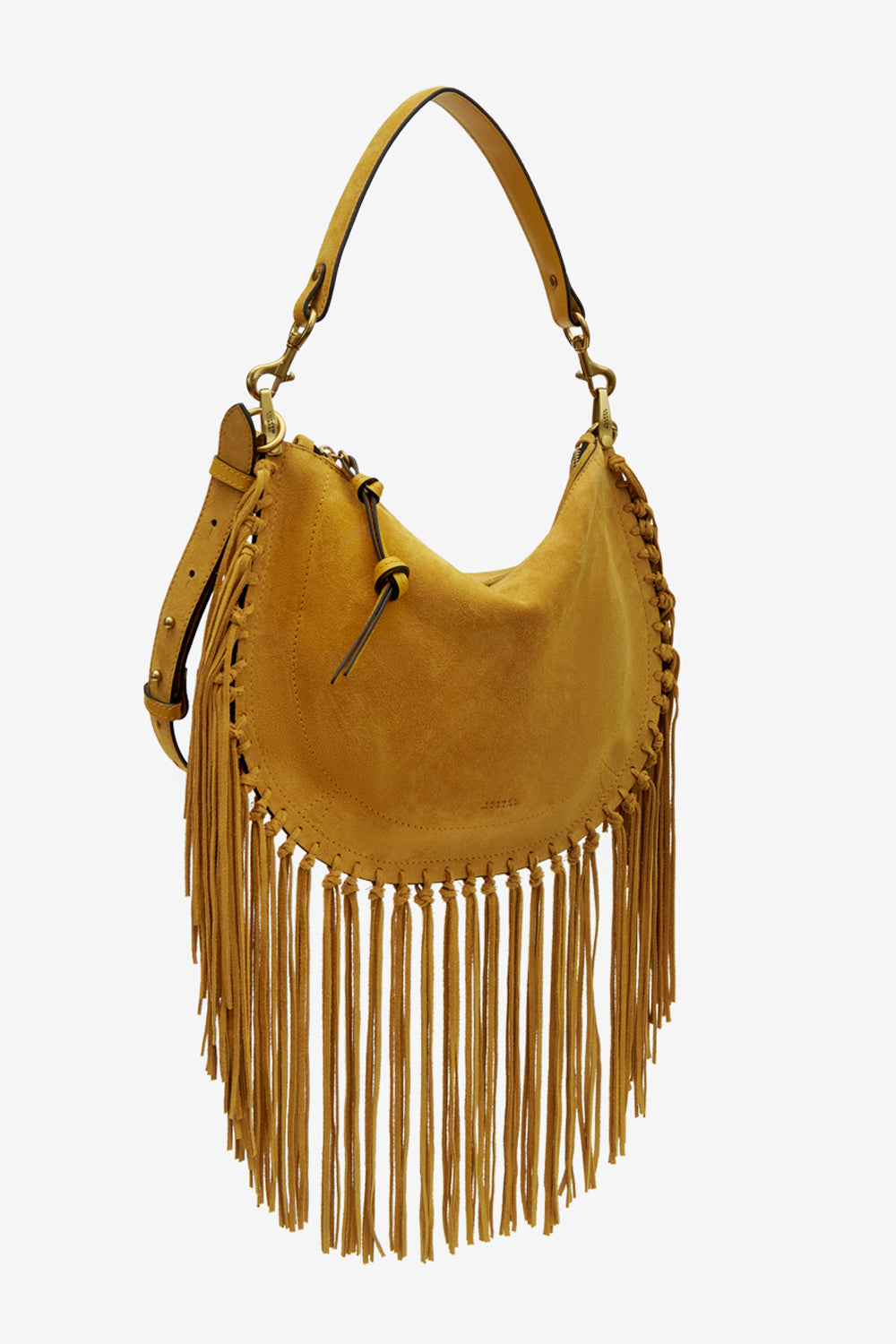 Oskan hobo zip fringed suede calfskin leather handbag - Saffron - Woman - 4
