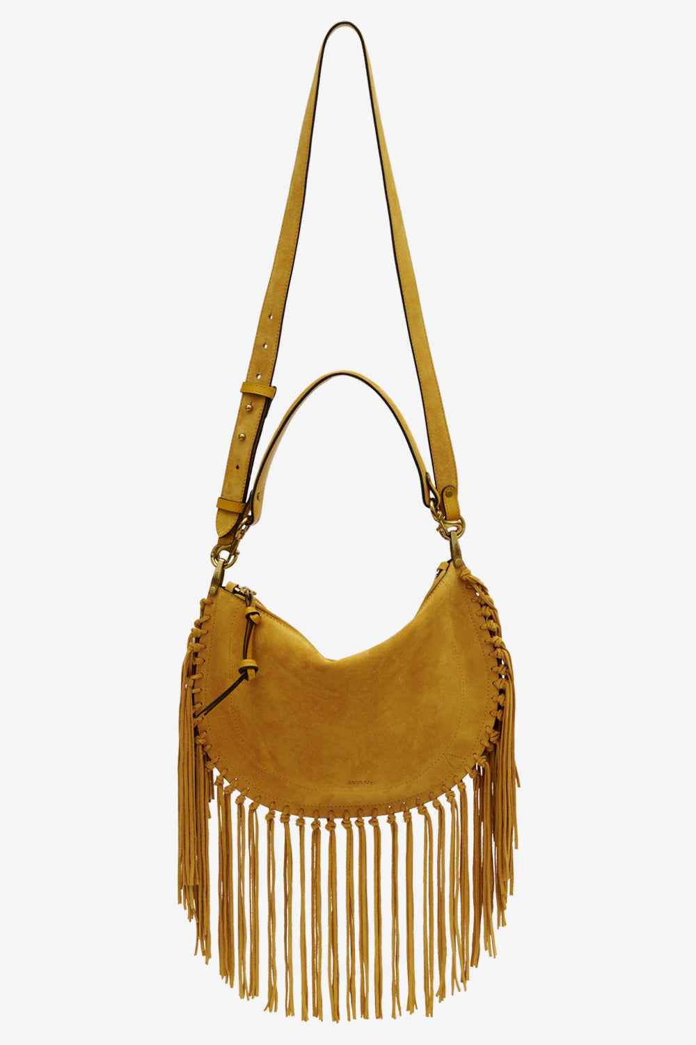 Oskan hobo zip fringed suede calfskin leather handbag - Saffron - Woman - 5