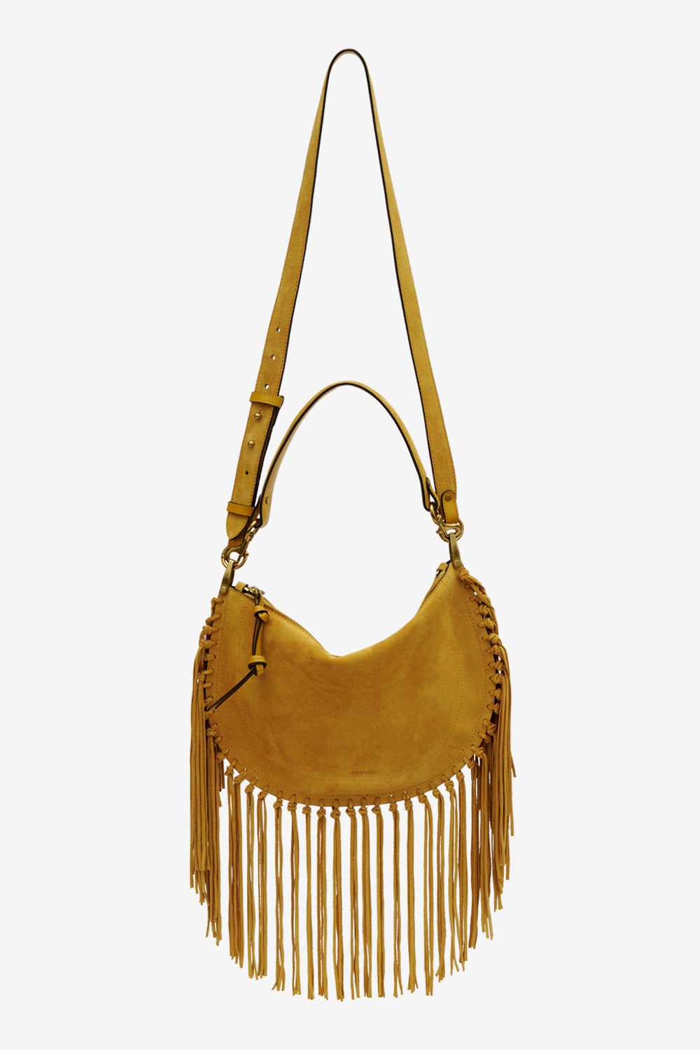 Oskan hobo zip fringed suede calfskin leather handbag - Saffron - Woman - 5