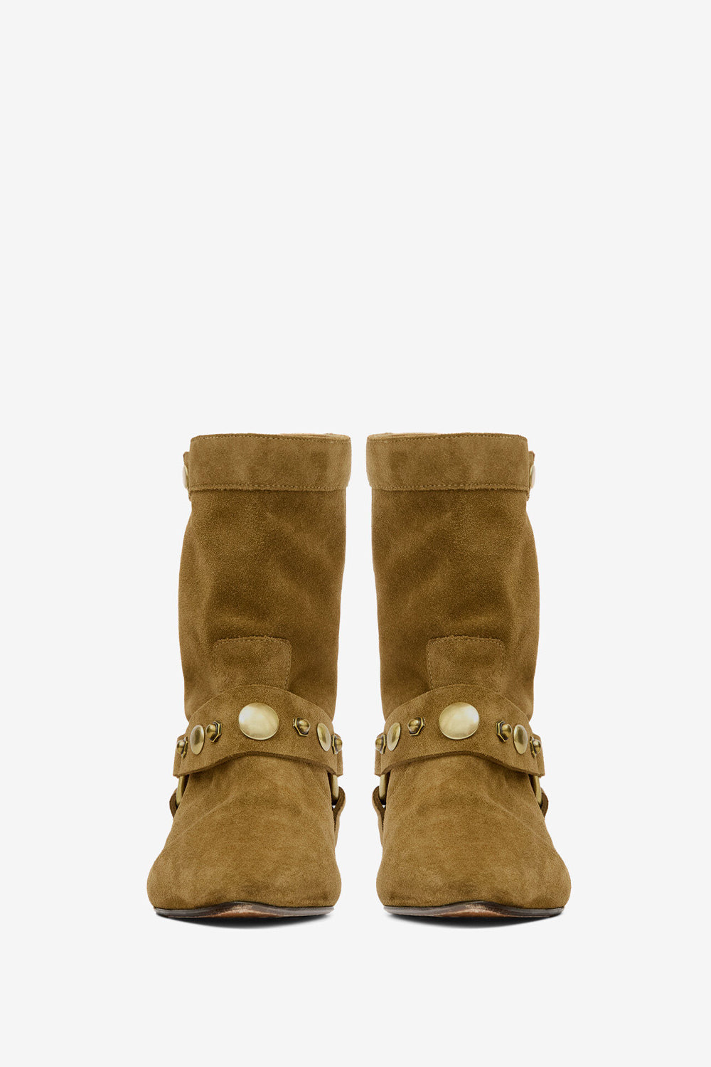 Flache boots stania aus kalbs-veloursleder - Light bronze-gold - Woman - 4