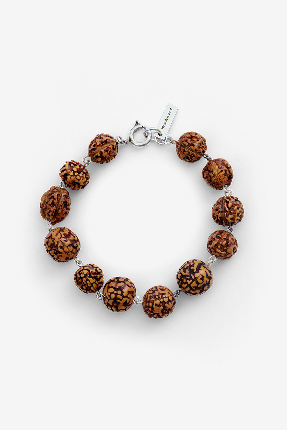 Bracelet hugh en graines de rudraksha - Naturel et argenté - Man - 1