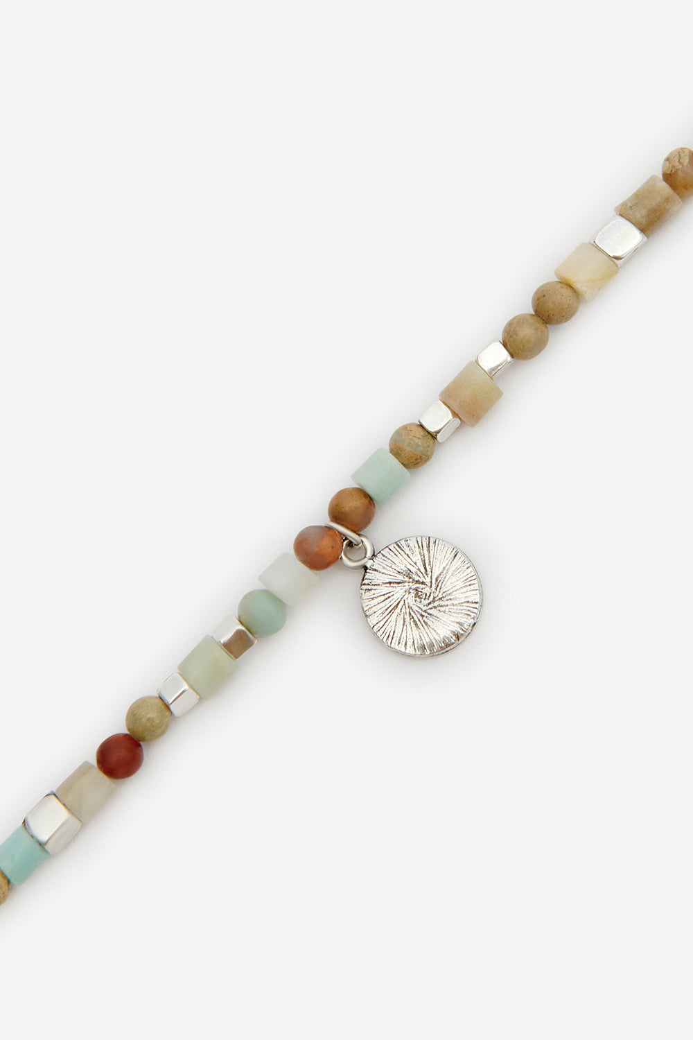 Pierce natural stone bracelet - Pastel green-silver - Man - 3