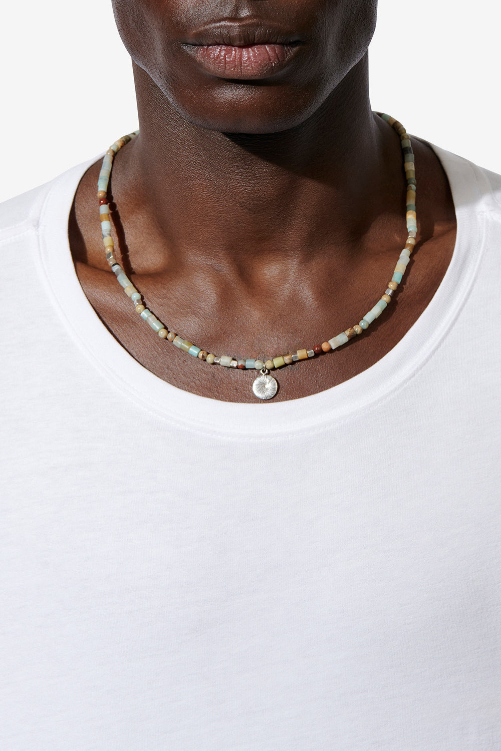 Collier en perle naturelle pierce - Pastel vert-argenté - Man - 2