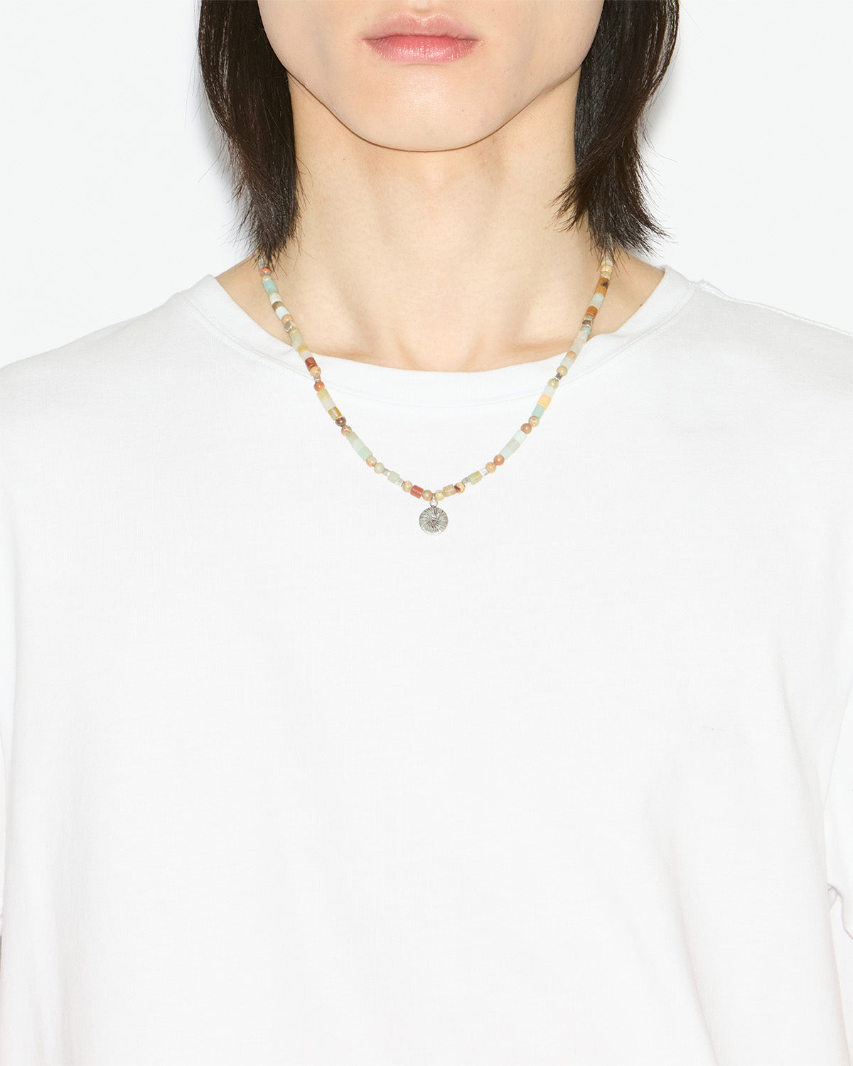 Pierce necklace Man Pastel green-silver 1