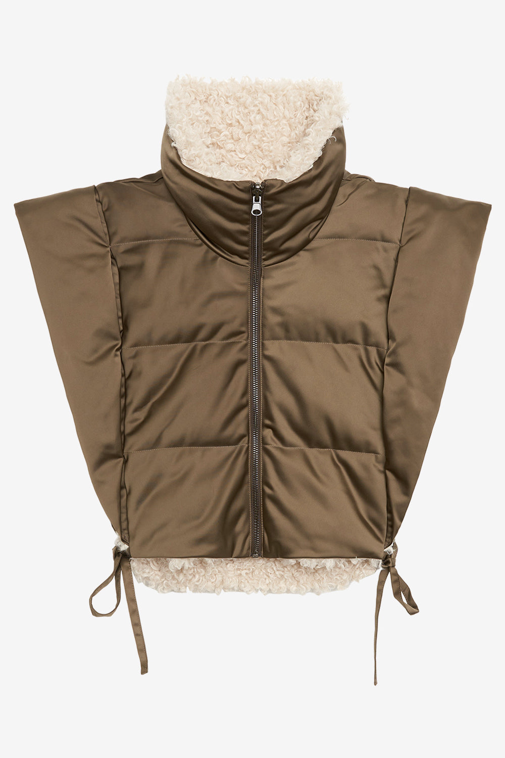 Gilet hoodiali sans manche et réversible - Kaki - Woman - 1