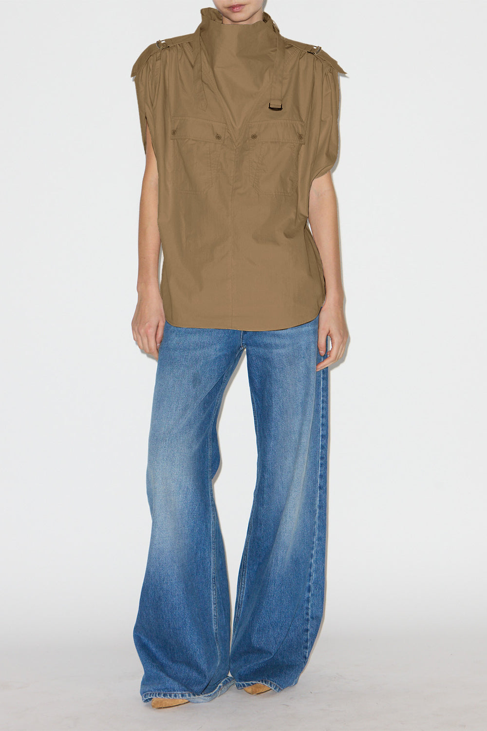 Nemia crisp cotton top - Khaki - Woman - 2