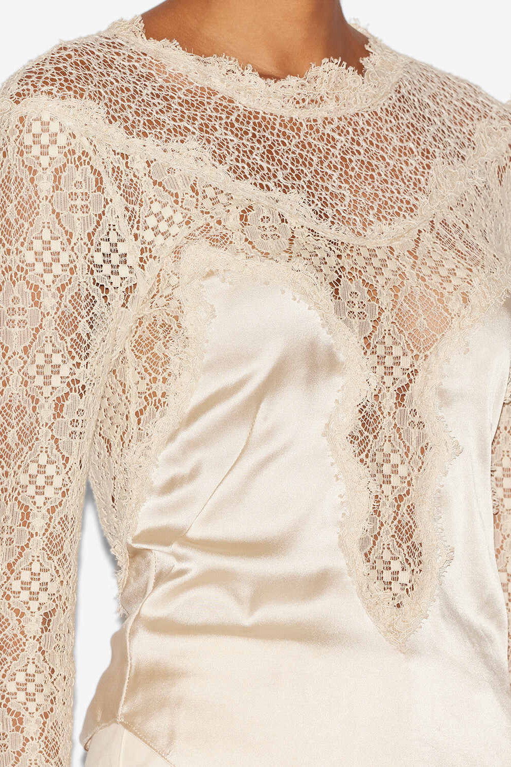 Top diem en satin et dentelle - Champagne - Woman - 3