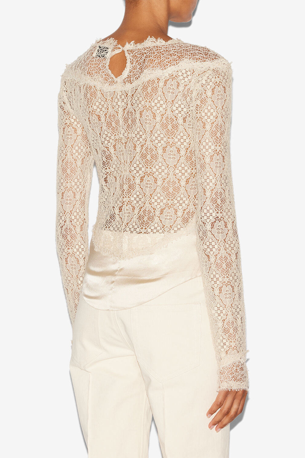 Top diem en satin et dentelle - Champagne - Woman - 5