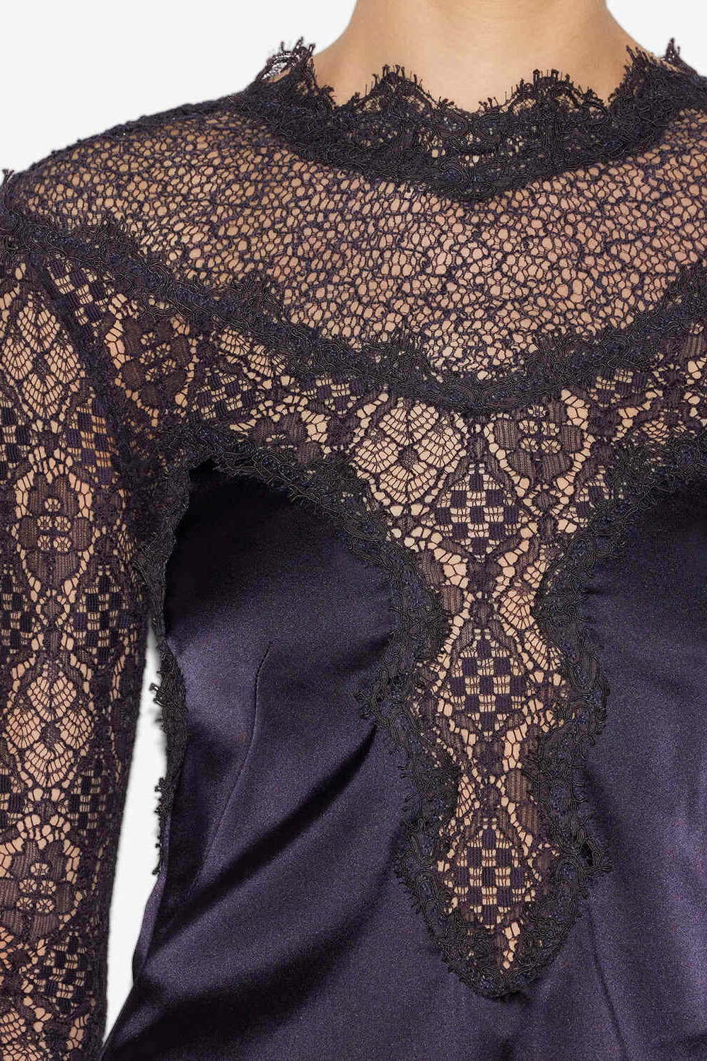 Top diem en satin et dentelle - Noir - Woman - 3