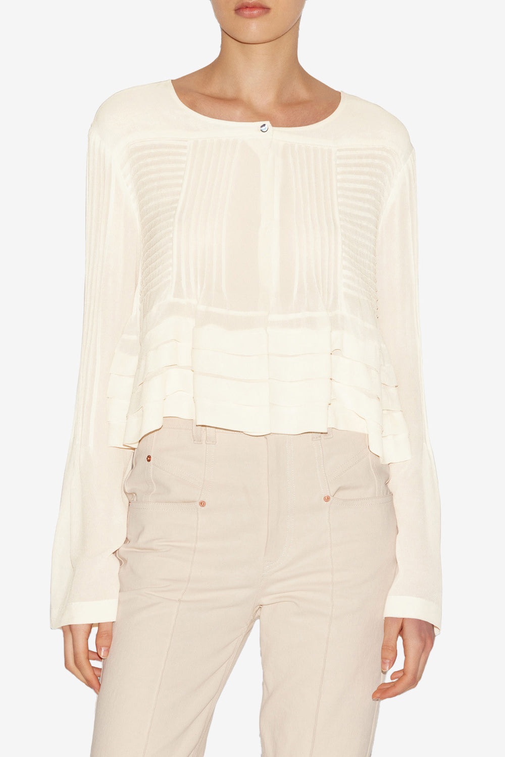 Blouse carolia en crêpe plissé - Écru - Woman - 3