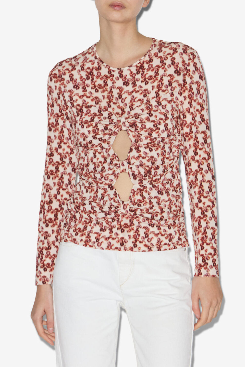 Top gladice en jersey froncé - Rouge grenat - Woman - 4