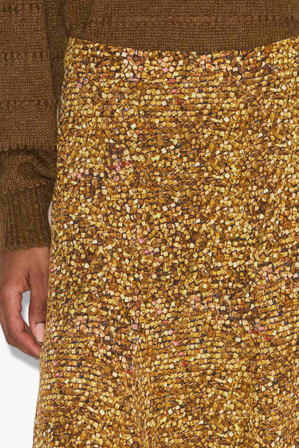 Jupe hortensia midi imprimée - Ocre - Woman - 3