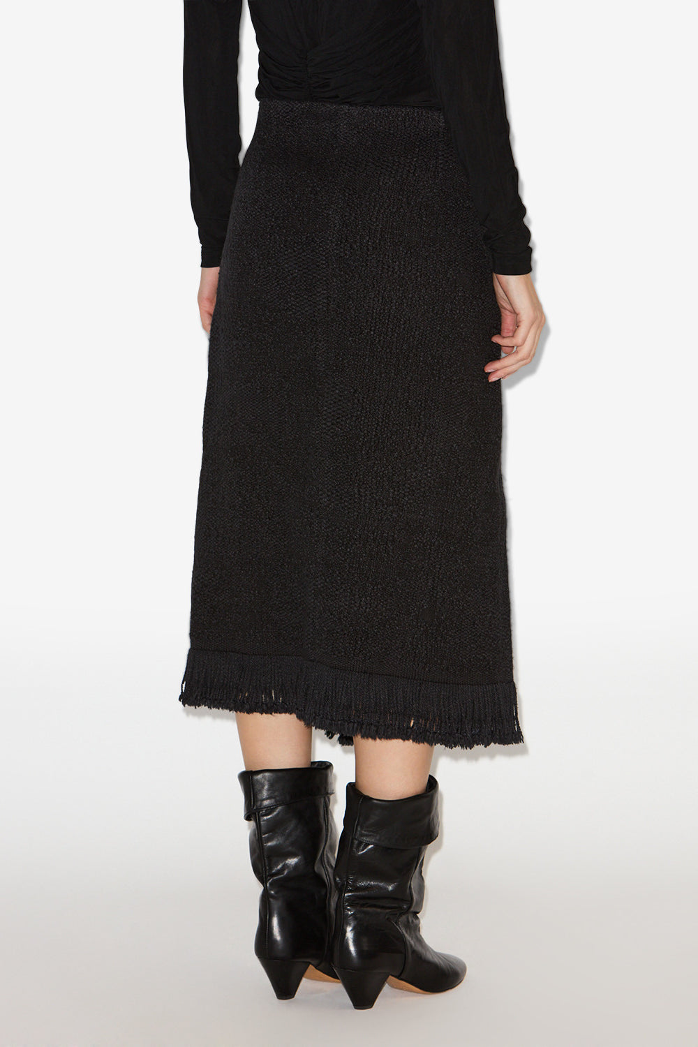 Jupe portefeuille galla en coton et lin - Noir - Woman - 5