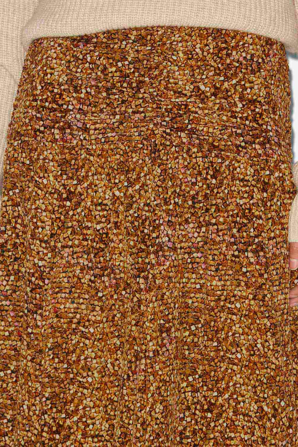 Jupe longue syana en soie imprimée - Ocre - Woman - 3