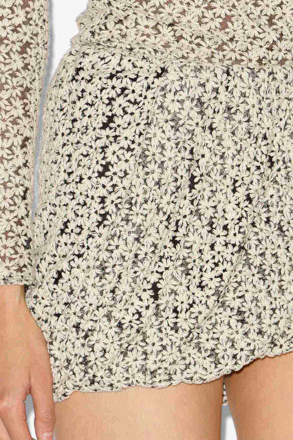 Mini-jupe stacya en tulle brodé - Écru et noir - Woman - 3