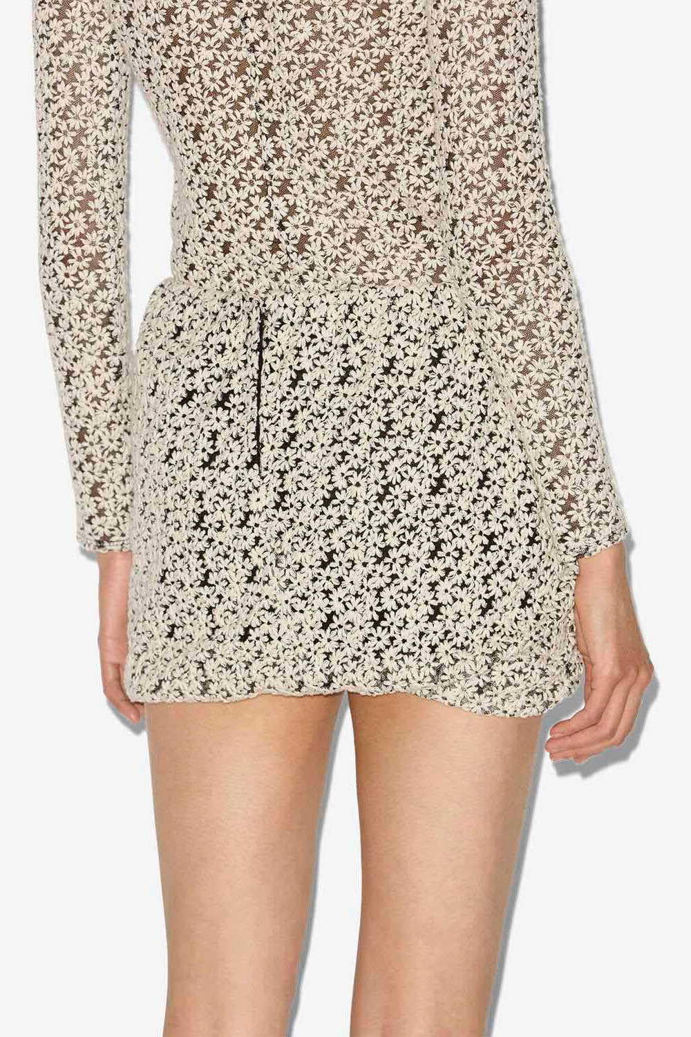 Mini-jupe stacya en tulle brodé - Écru et noir - Woman - 5