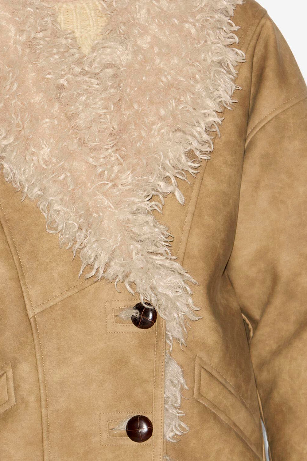 Manteau clea en faux mouton retourné - Taupe - Woman - 3