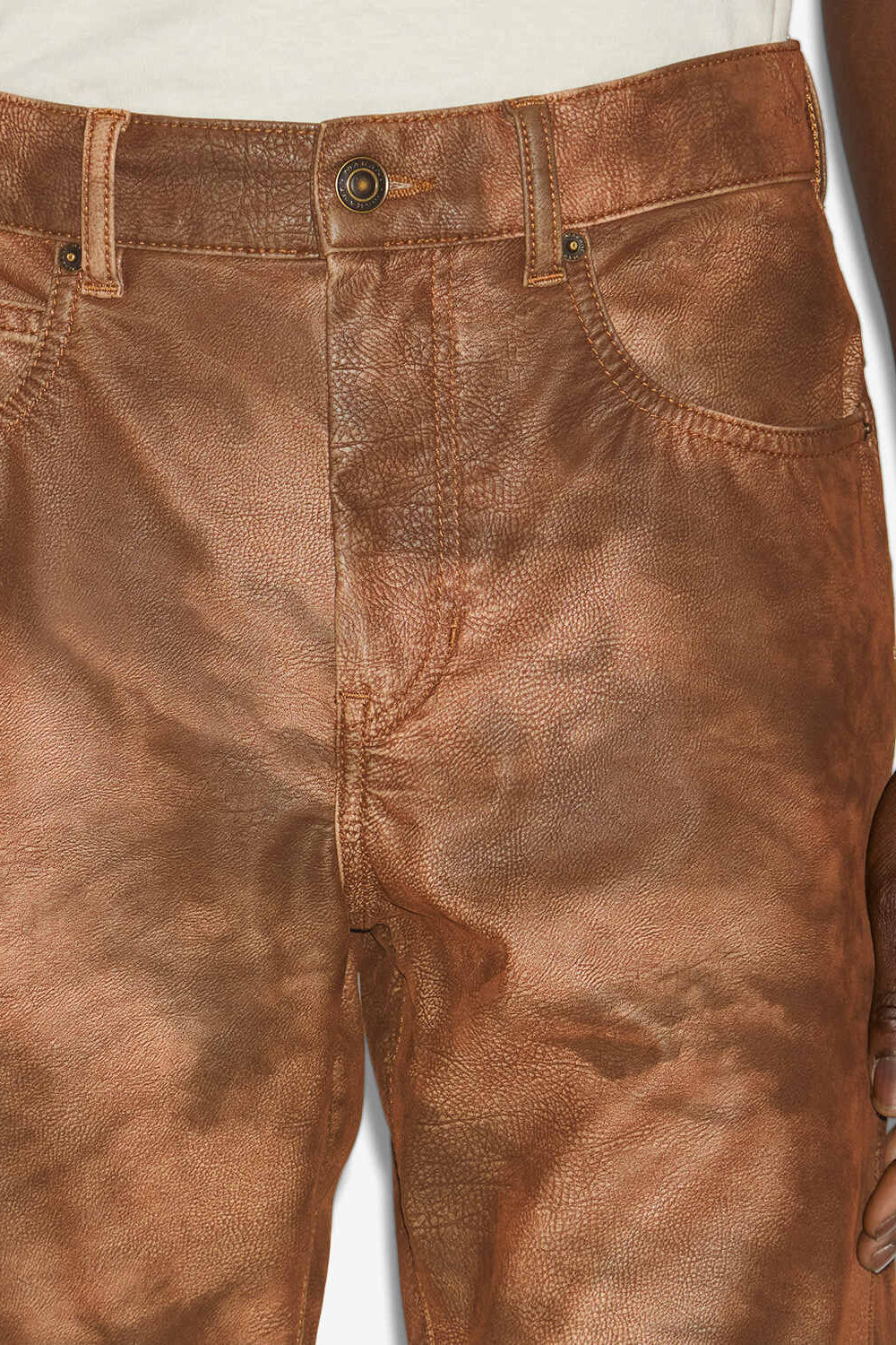 Pantalon lewys en faux cuir  - Tabacco - Man - 3