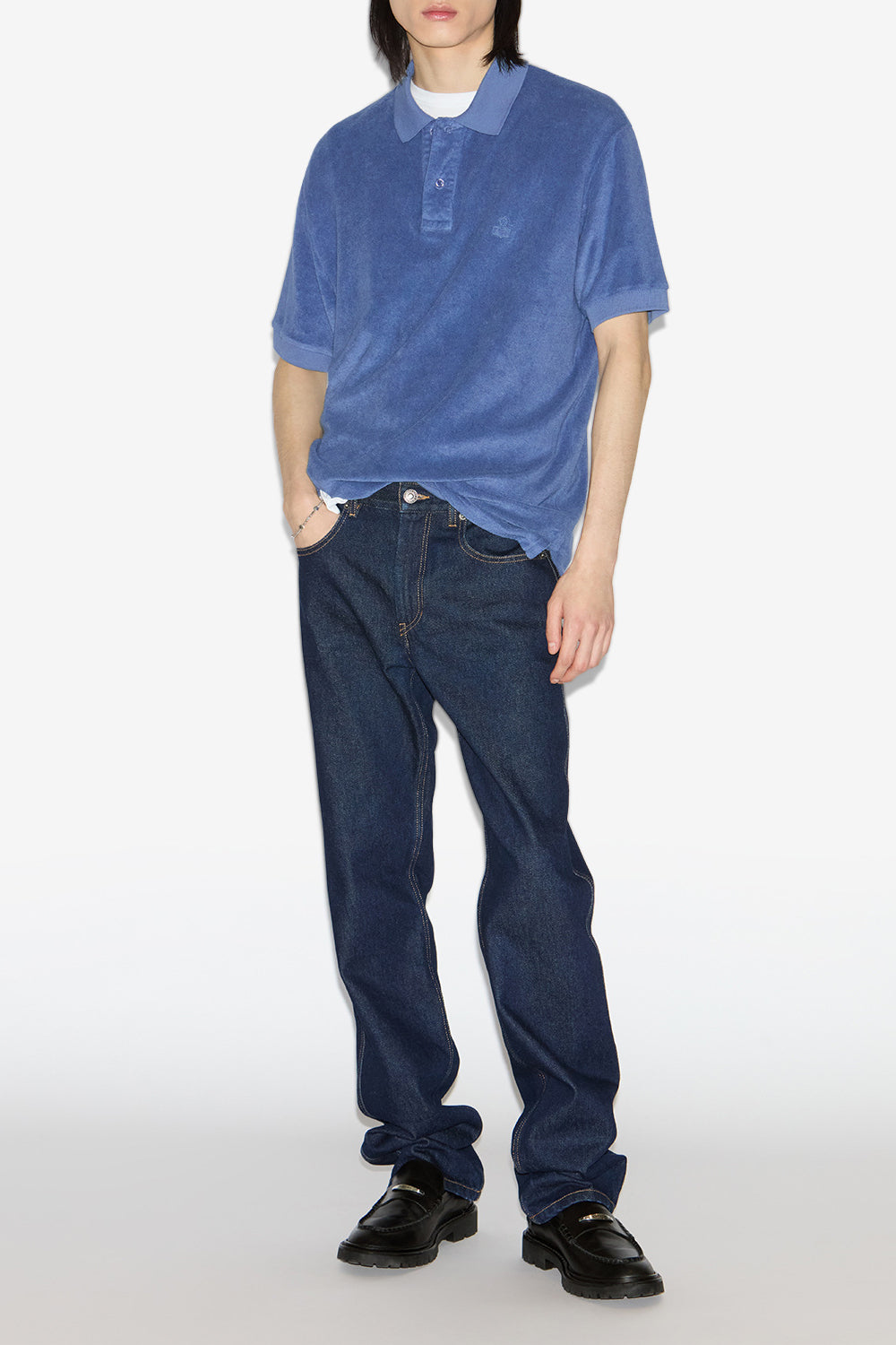 Polo vafko en velours - Bleu - Man - 2