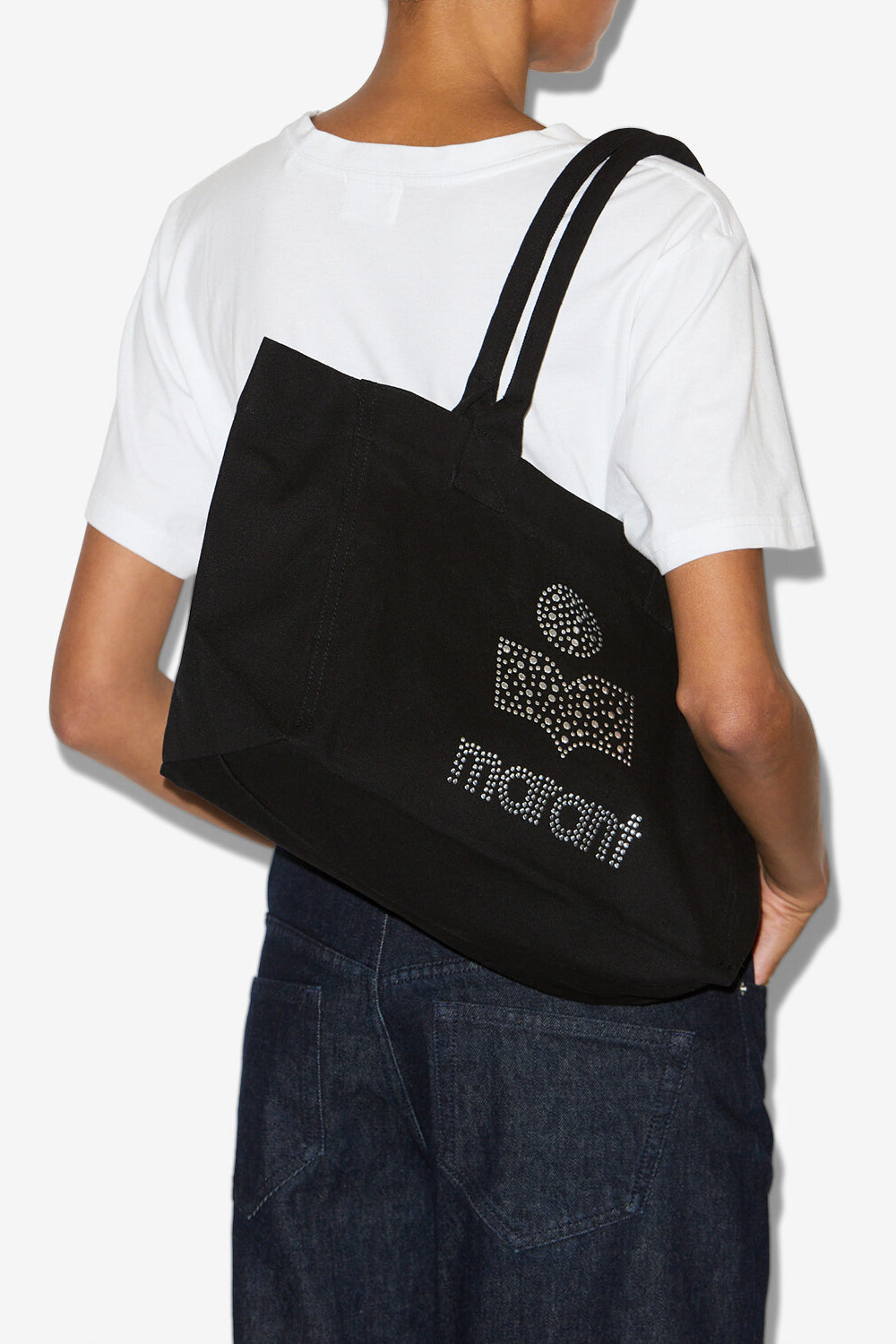 Small yenky faded cotton bag with logo - Black - Woman - 4