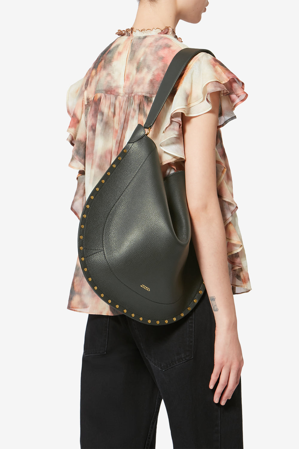 Oskan hobo soft grained calfskin leather handbag - Black - Woman - 3