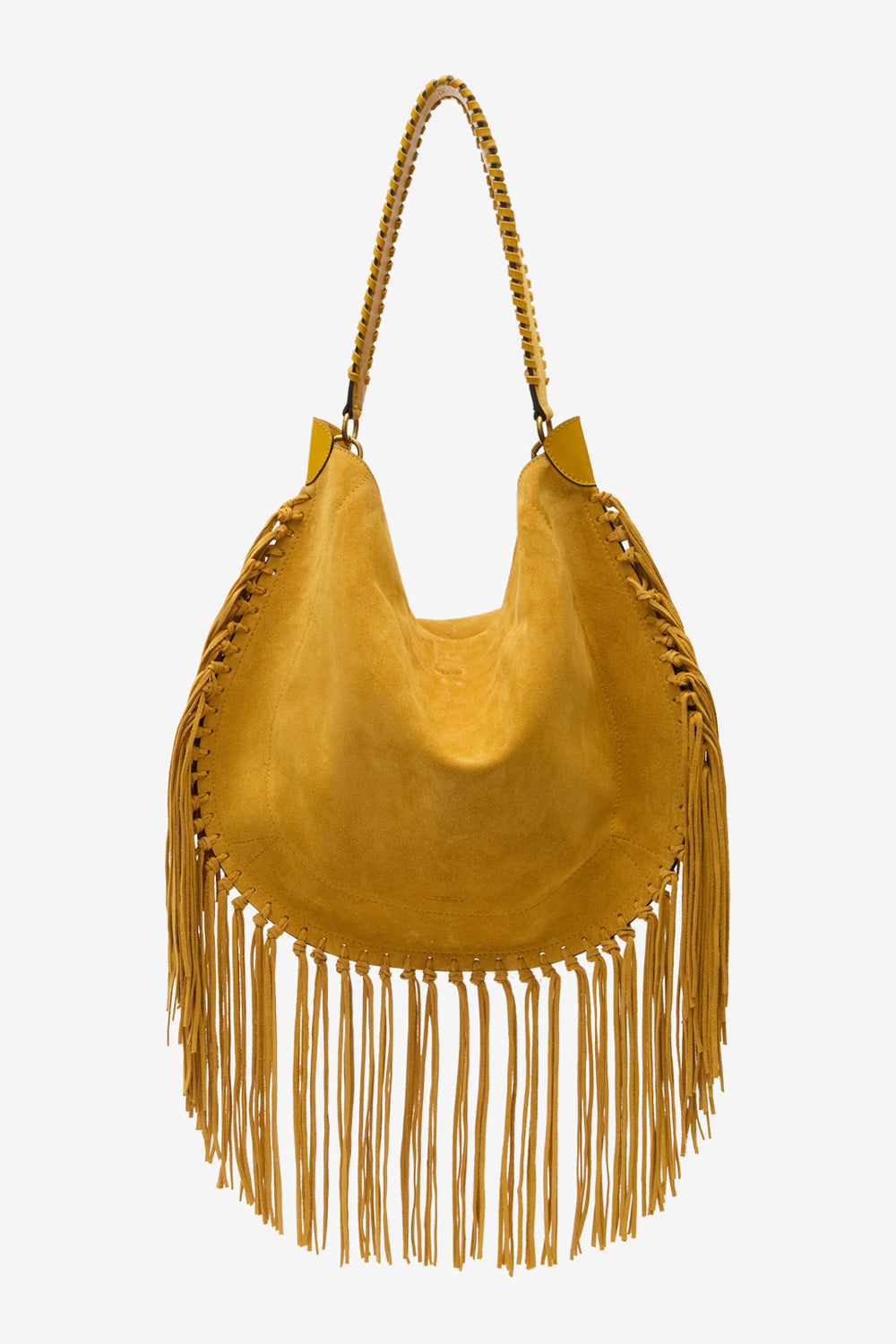 Oskan hobo soft fringed suede calfskin leather handbag - Saffron - Woman - 1
