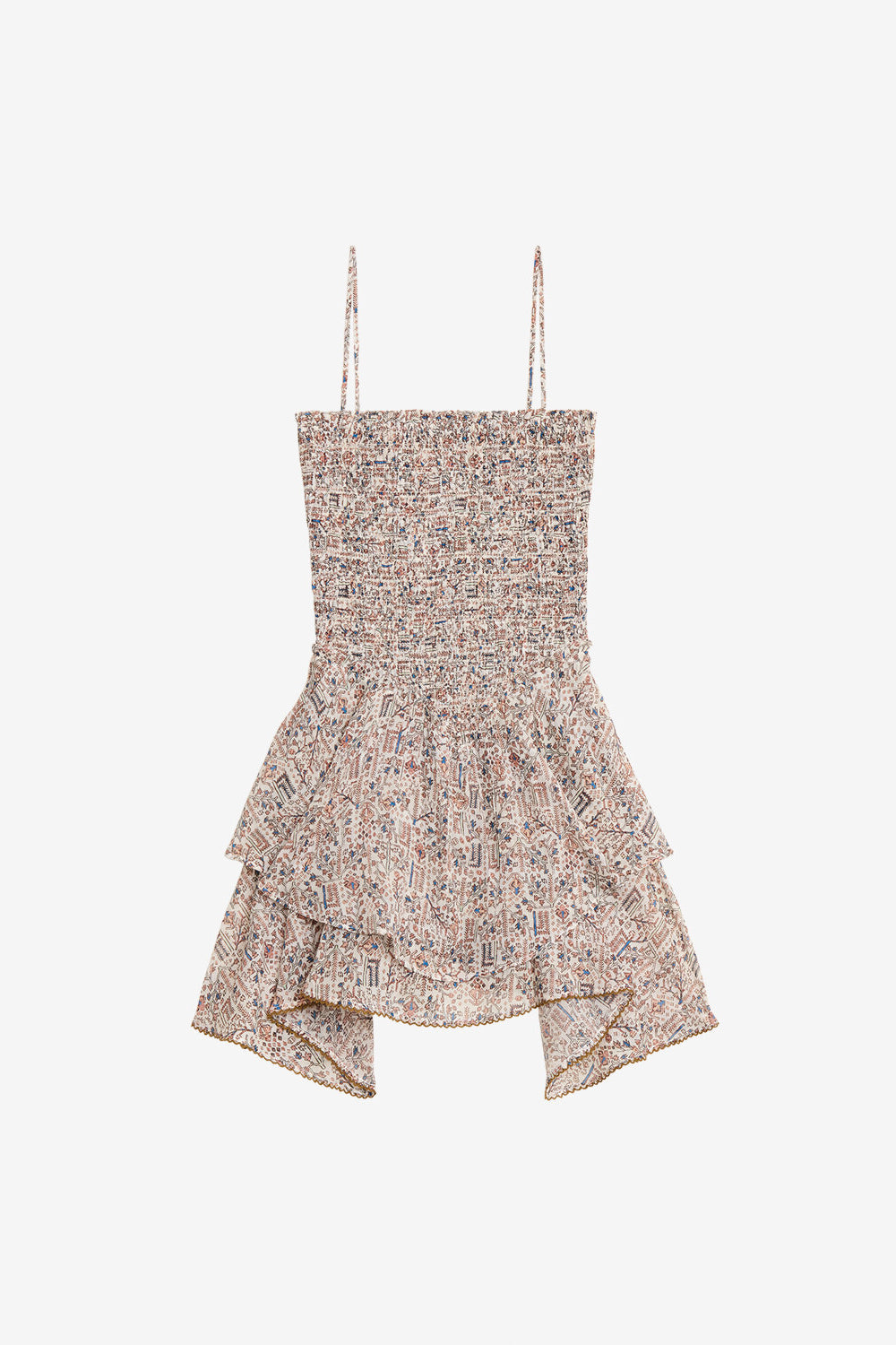 Anka smocked printed lightweight cotton dress - Ecru - Woman - 1